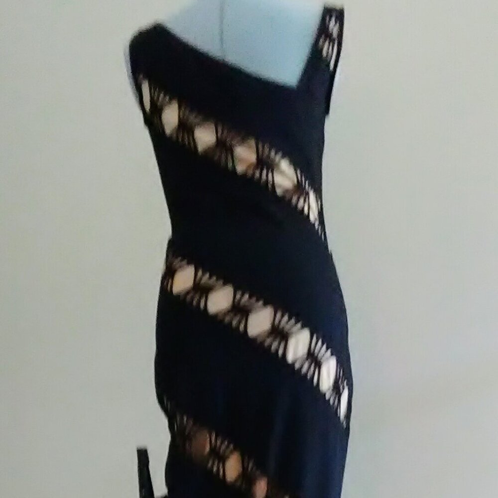 NWOT 90s Vintage Asymmetrical Knit Midi Dress - Picture 2 of 4